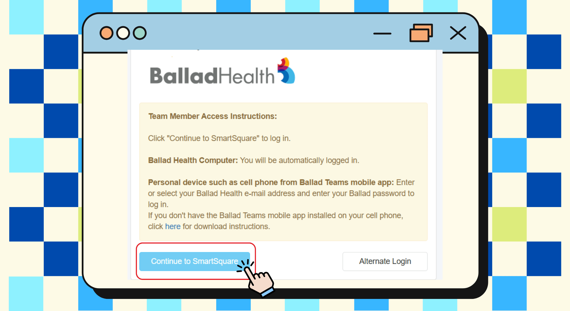 Option 1: Continue to Smart Square. Click it.